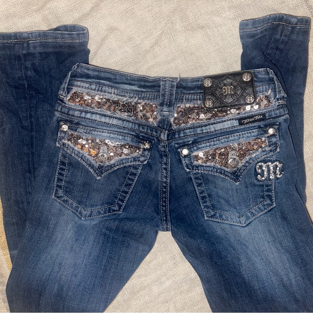 Miss Me like new Vintage sequin silver bootcut jeans size 28